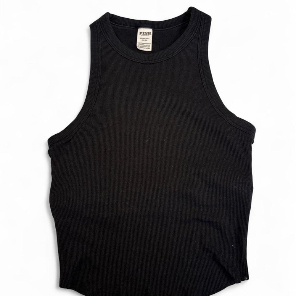 Victoria's Secret PINK black ribbed tank top in XS